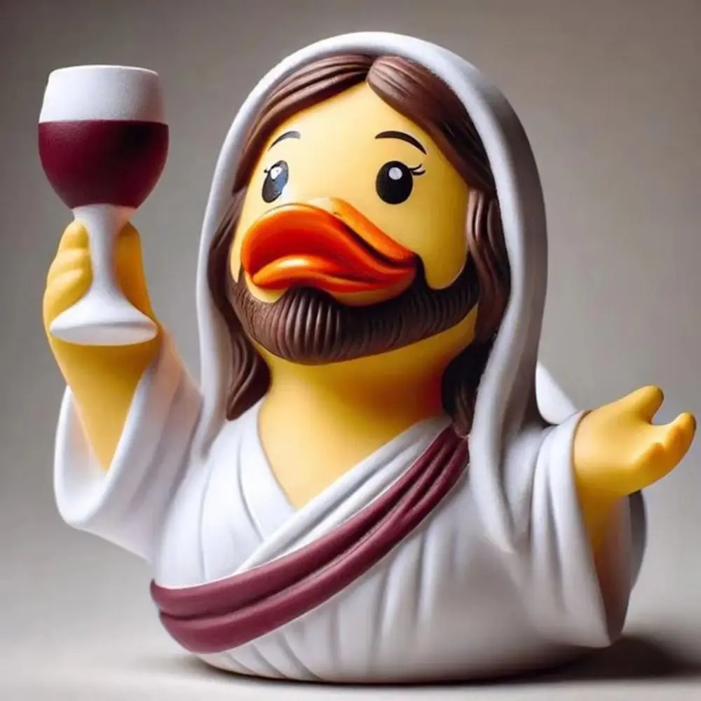 Figuras de pato de María, Jesús, animales realistas, pato de resina, adorno de resina, cubierta de buey, adorno de estatua de Animal de dibujos animados