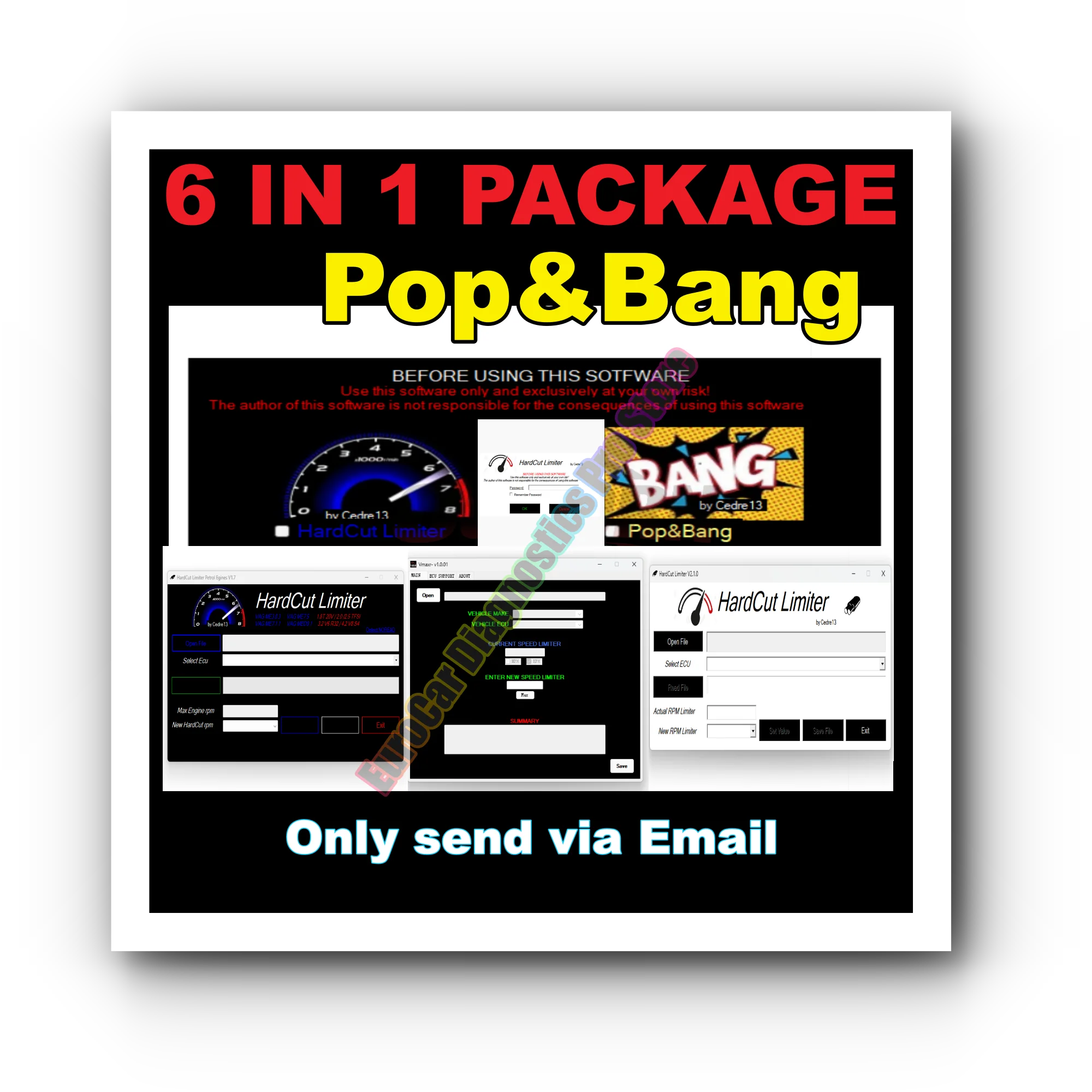 

Car tool Pop&Bang +Hard Cut Limiter Diesel + Petrol Engines + HARDCUT LIMITER VMAX+ HotStartr + QLaunchr Software