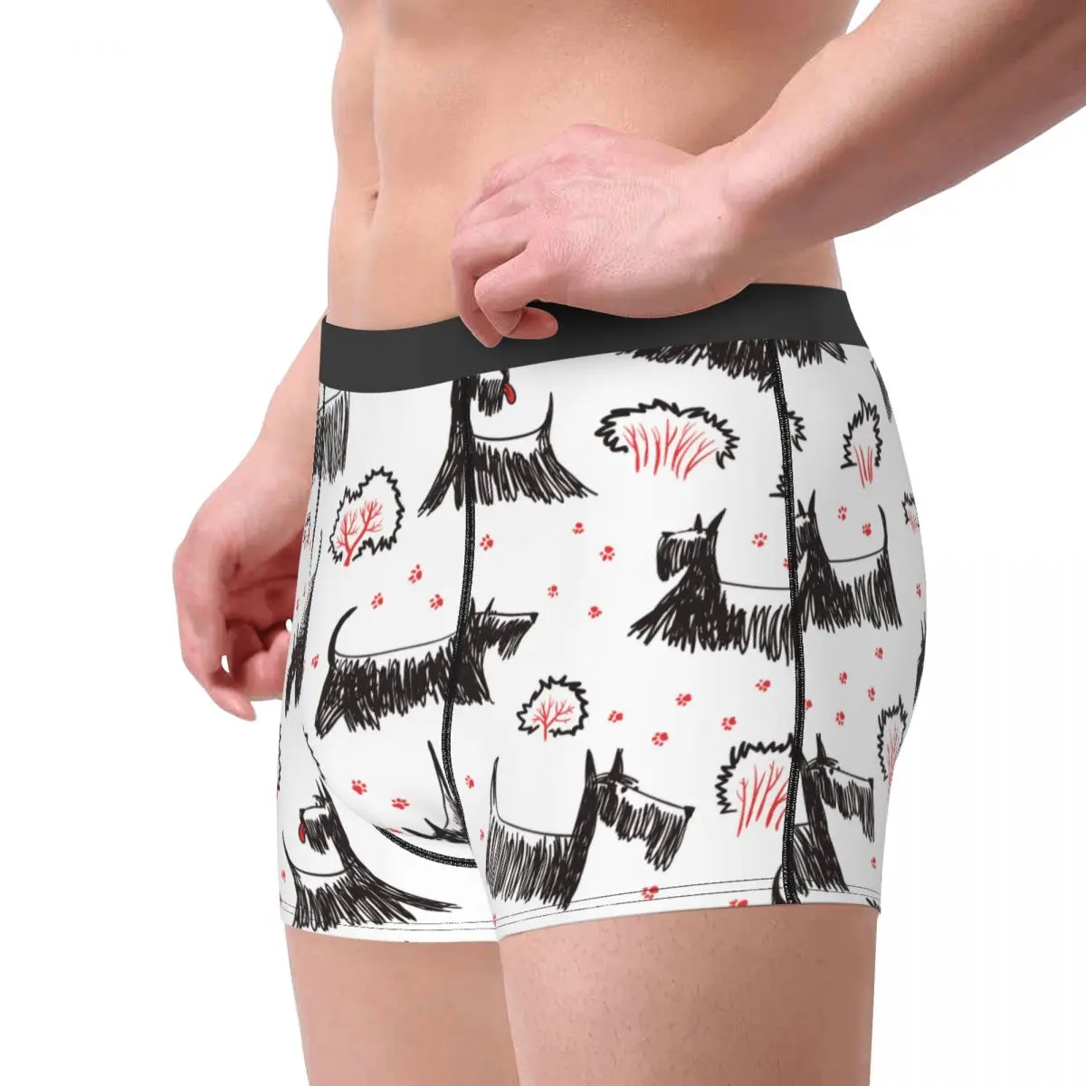 Men Scottish Terrier Dogs Boxer Briefs Shorts Panties Soft Underwear Gift for Animal Dog Lover Male Novelty Plus Size Underpants