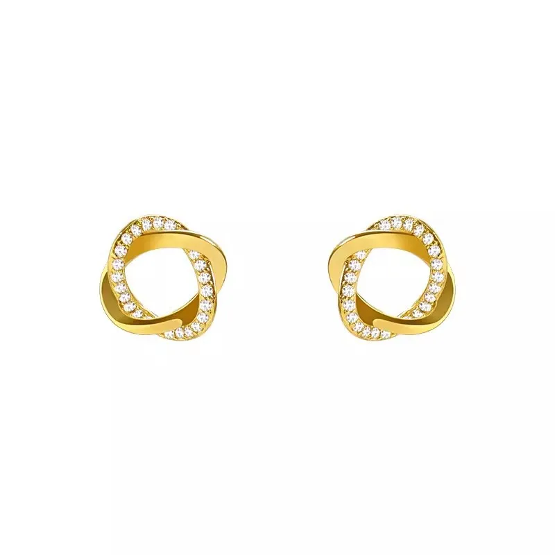 أقراط دائرية صغيرة حساسة للنساء لون ذهبي كريستال الحد الأدنى الكورية حفلة الصيف موضة مجوهرات اكسسوارات