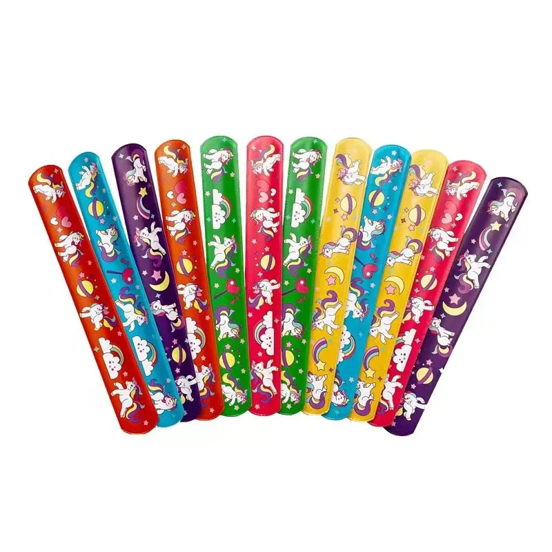 6 قطعة قوس قزح يونيكورن حفلة صفعة أساور بات حلقة أساور صفعة الفرقة ل يونيكورن موضوع حفلة عيد ميلاد لصالح ضيف هدية الحشو