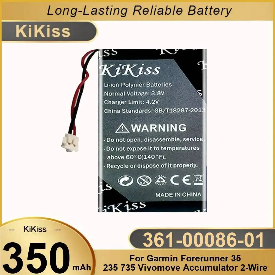 

Аккумулятор для спортивных часов 361-00086-01 350 мАч для Garmin Forerunner 35 235 735 Vivomove, 2-проводной аккумулятор