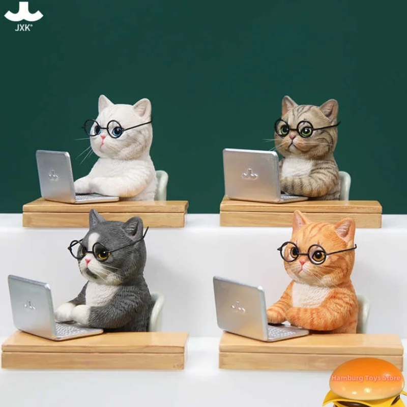 

JXK184 1/6 масштабная одежда, очки, обучающие свободный кот, потребляемая милая офисная оранжевая кошка, компьютерный рабочий стол, имитация модели животного