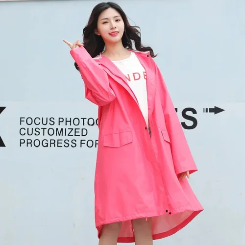 남녀공용 긴 레인코트, 통기성 좋은 휴대용 레인 판초 코트, 빅 사이즈 재킷 