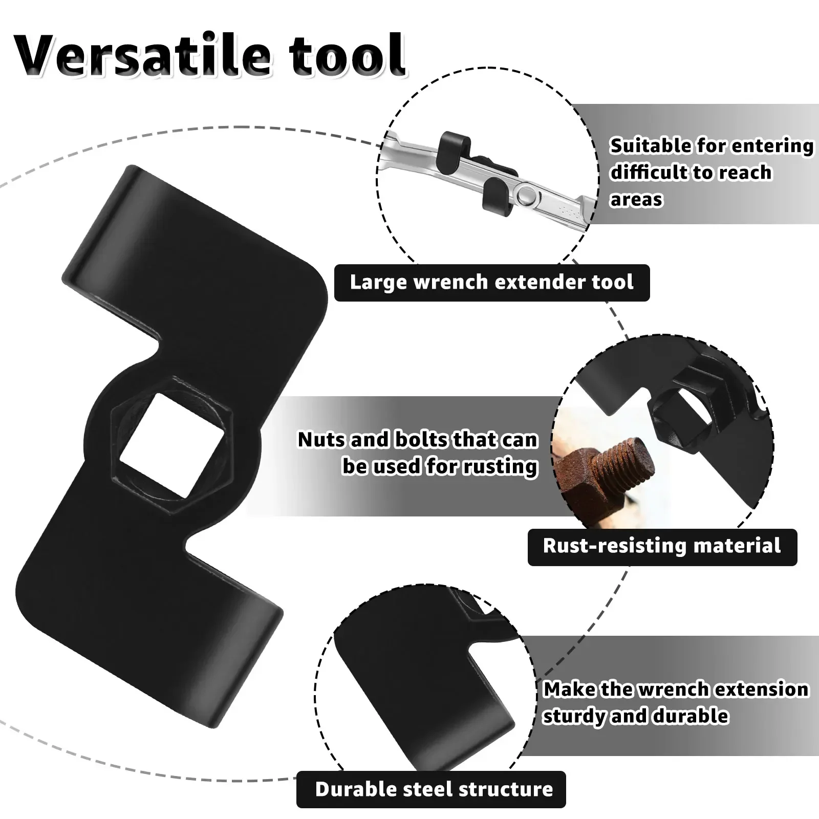 Extender for 1/2 Inch Drive Breaker Bars 21mm Hex Drive Universal Wrench Extender Adapter Wrench Extension Tool