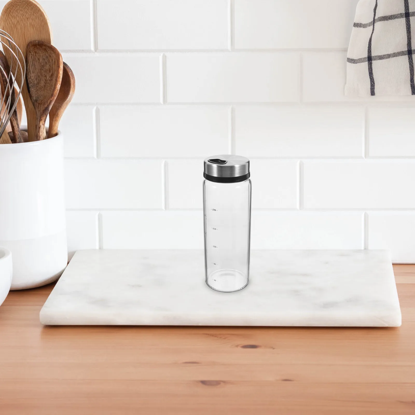 500Ml Clear Borosilicate Glass Seasoning Shaker Rotary Top Stainless Steel Dispenser for Flour Cocoa Sugar Baking Dredge Kitchen