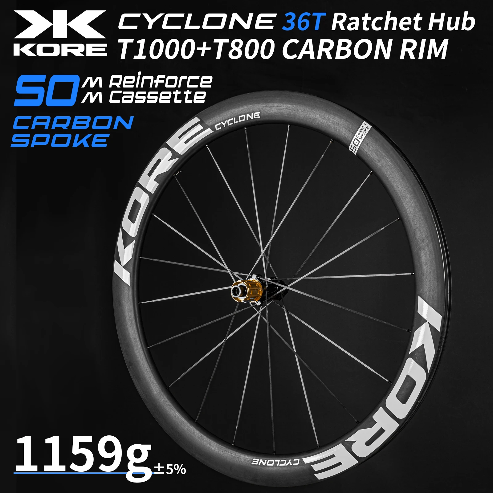 

KORE 700C Road Wheels,1159g,Carbon Spoke Wheel,Tube&Tubeless,Center-Lock Disc Brake,HG XDR,50mm Road Gravel Bike Carbon Wheelset