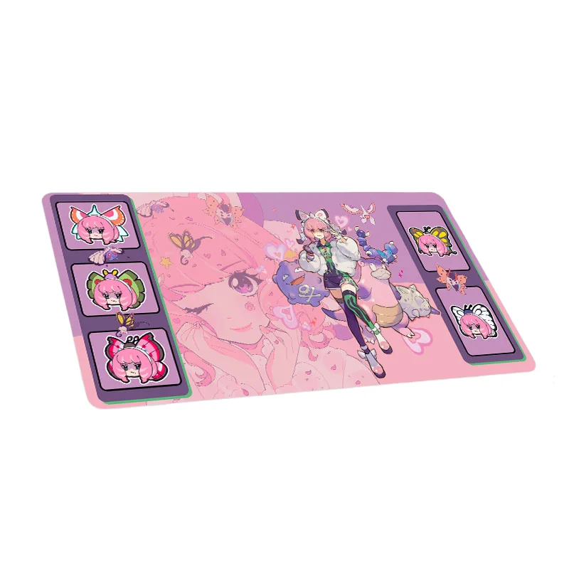 60*35cm Anime Pokemon GAME PTCG Dedicated Card Play Mat Battle Against Trainer Marnie Green Mewtwo Zacia Collectibles Gift Toys