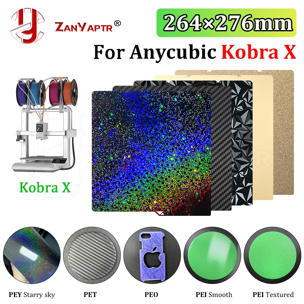 

Build Plate For Anycubic Kobra X Hotbed Double Sided Hardness Steel Sheet Perfect Fit High Print Success Rate 3D Printer Parts