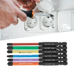 6pcs 110mm FPH FPZ Magnetic Special Slotted Cross Alloy Steel Screwdriver Bit For Electrician Power Drill Screwdriver Bit