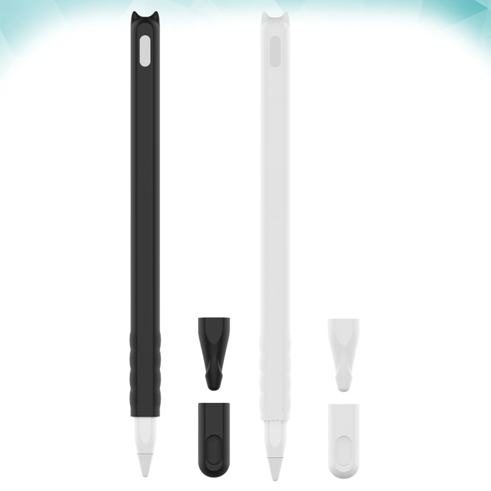 

Silica Gel Case Compatible For Apple Pencil for Pencil 2nd Gen Cat Head Design Cartoon Pattern Cover Pen