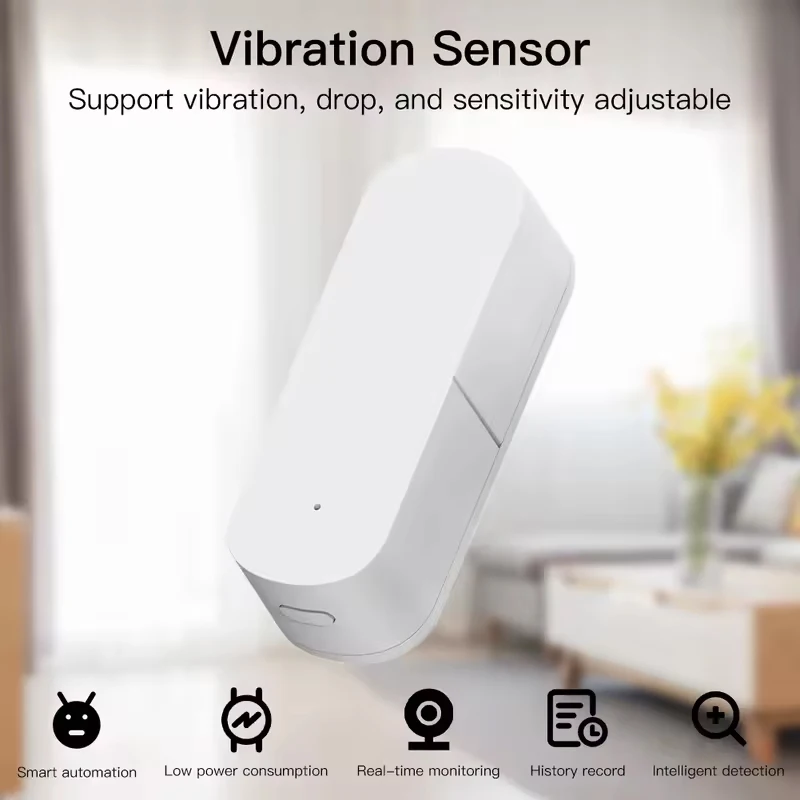 MOES Tuya Zigbee Smart Vibration Sensor Detection,Tuya Smart Life APP Notification,Real-Time Motion Shock Alarm,History Record