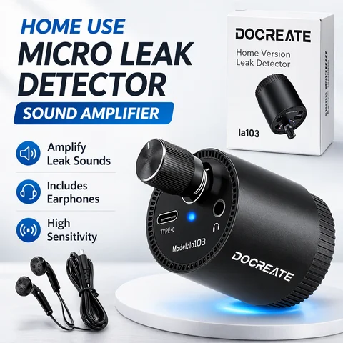 Docreate Mini Leak Detector Sound Amplifier For Home/13000X Audio Magnification/High Sensitivity Sensor/Rechargeable 200mAh