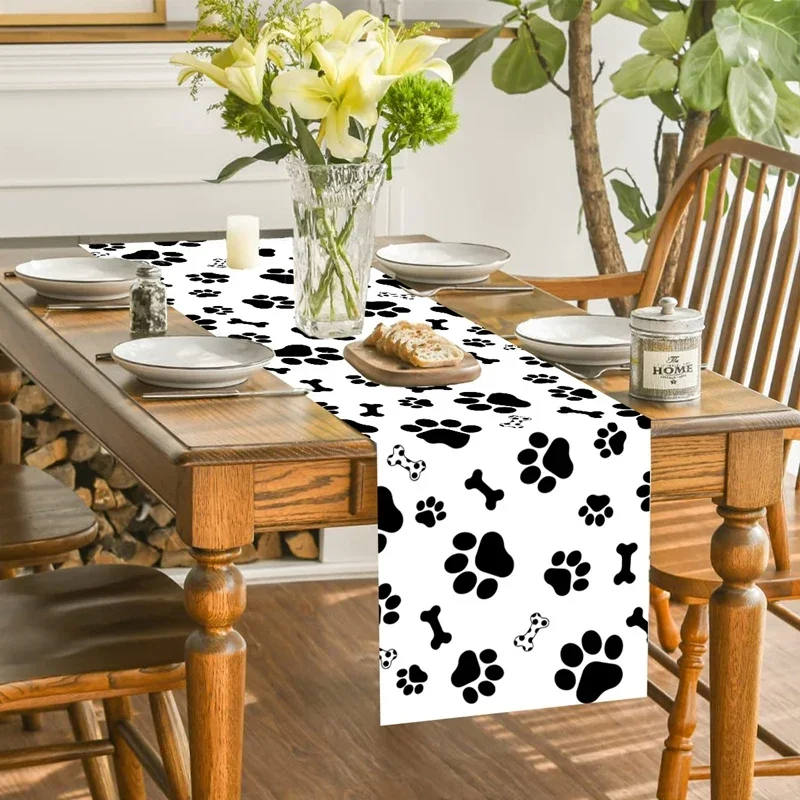 1pc Dog Paw Table Runner Puppy Themed Birthday Party Decorations Table Cover for Pet Paw Birthday Party Supplies Tablecloth