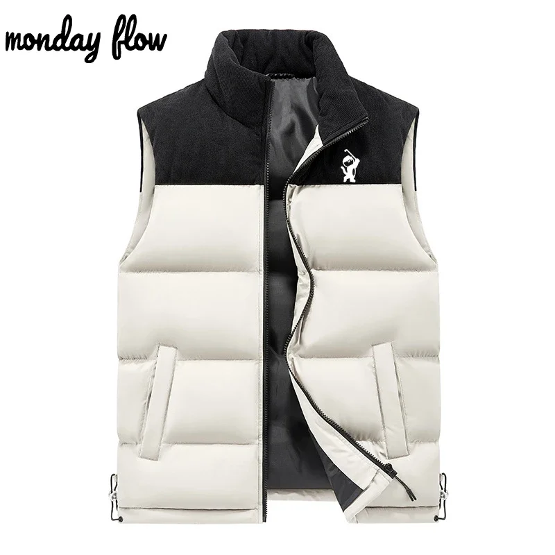 Monday Flow Winter Golf Jackets Vest for Men Down Cotton Windproof Warm Golf Wear Hooded Windbreak Men's Golf Wear Jacket Coats