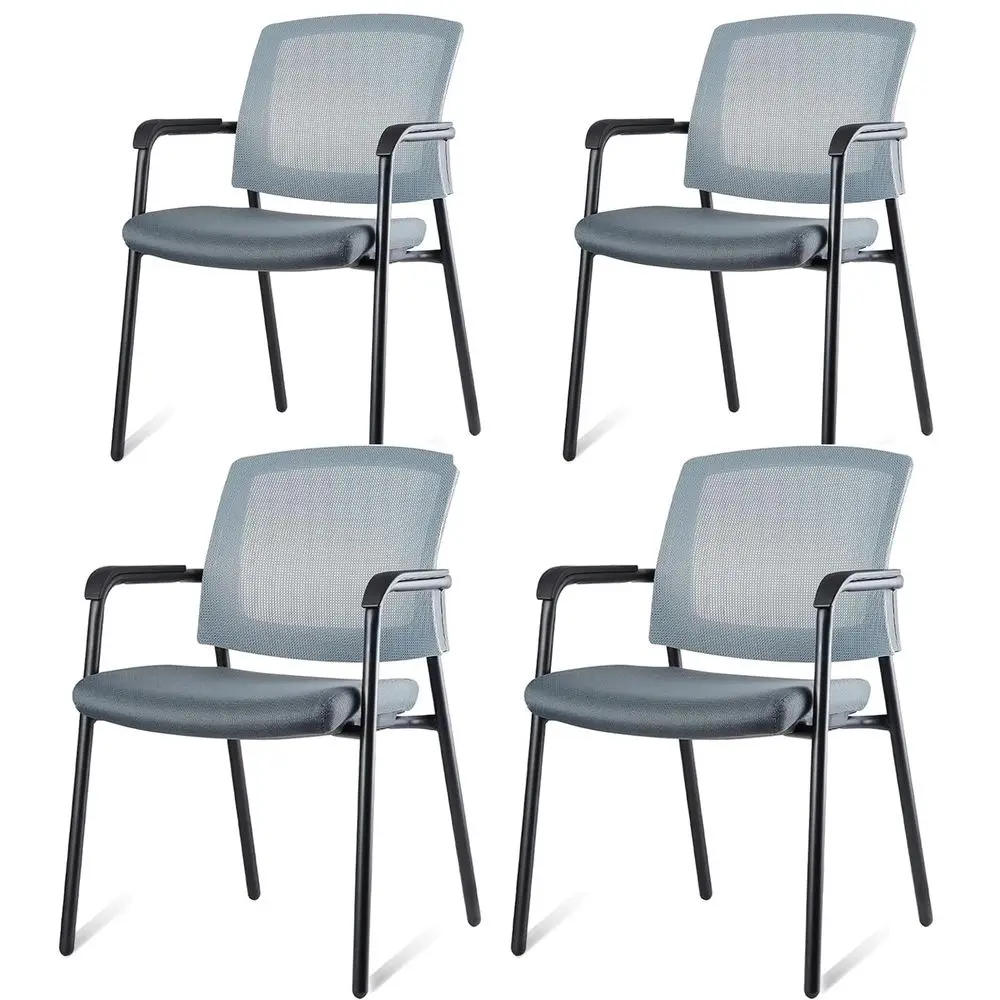

New Classic Reception Guest Chair with Mesh Back and Armrests, Ergonomic Stacking Chair with Thickened Seat Cushion for Office