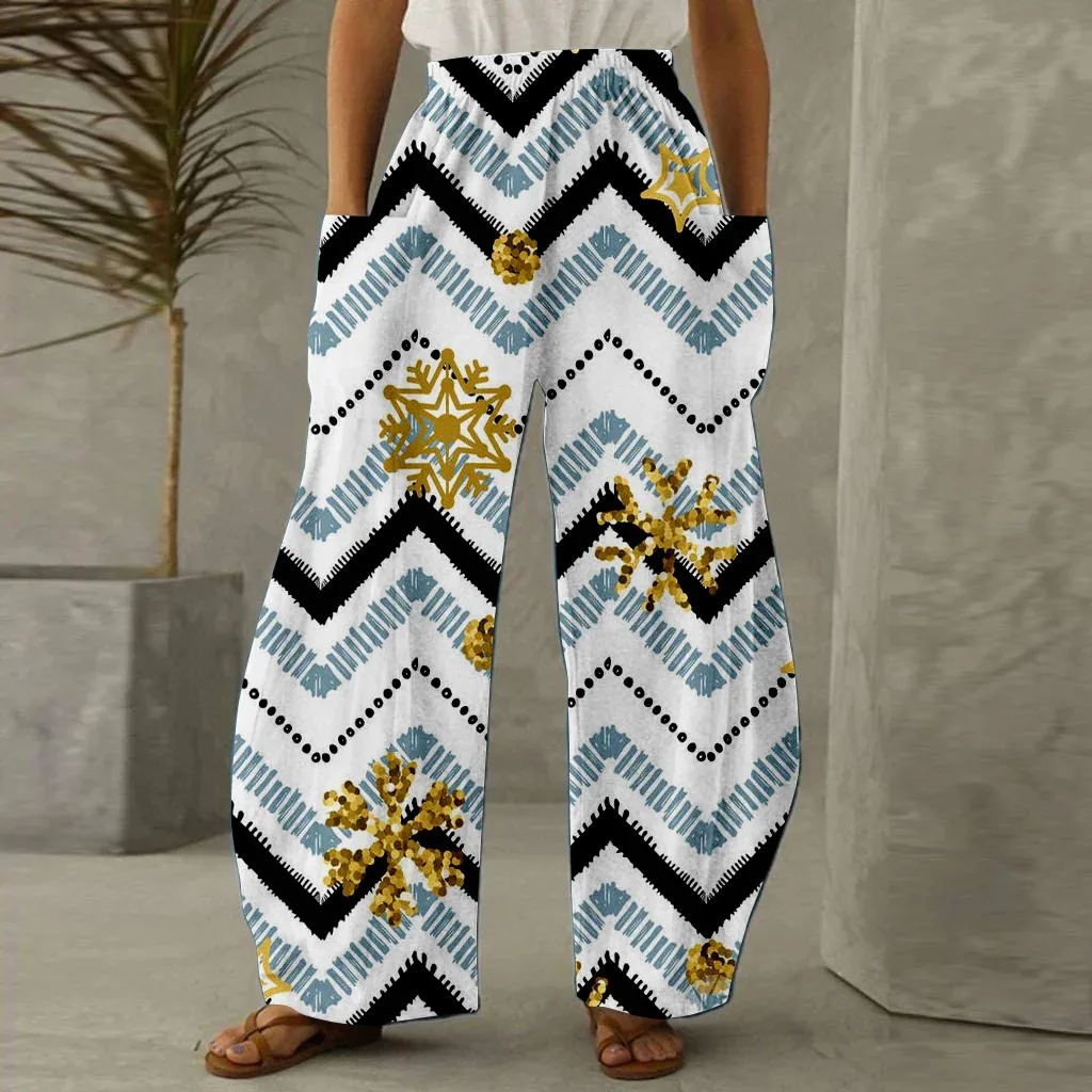 New Geometry Series High Waist Cross Border Digital Loose Pants European And American Style Wide Leg Pants WholesaleWC5