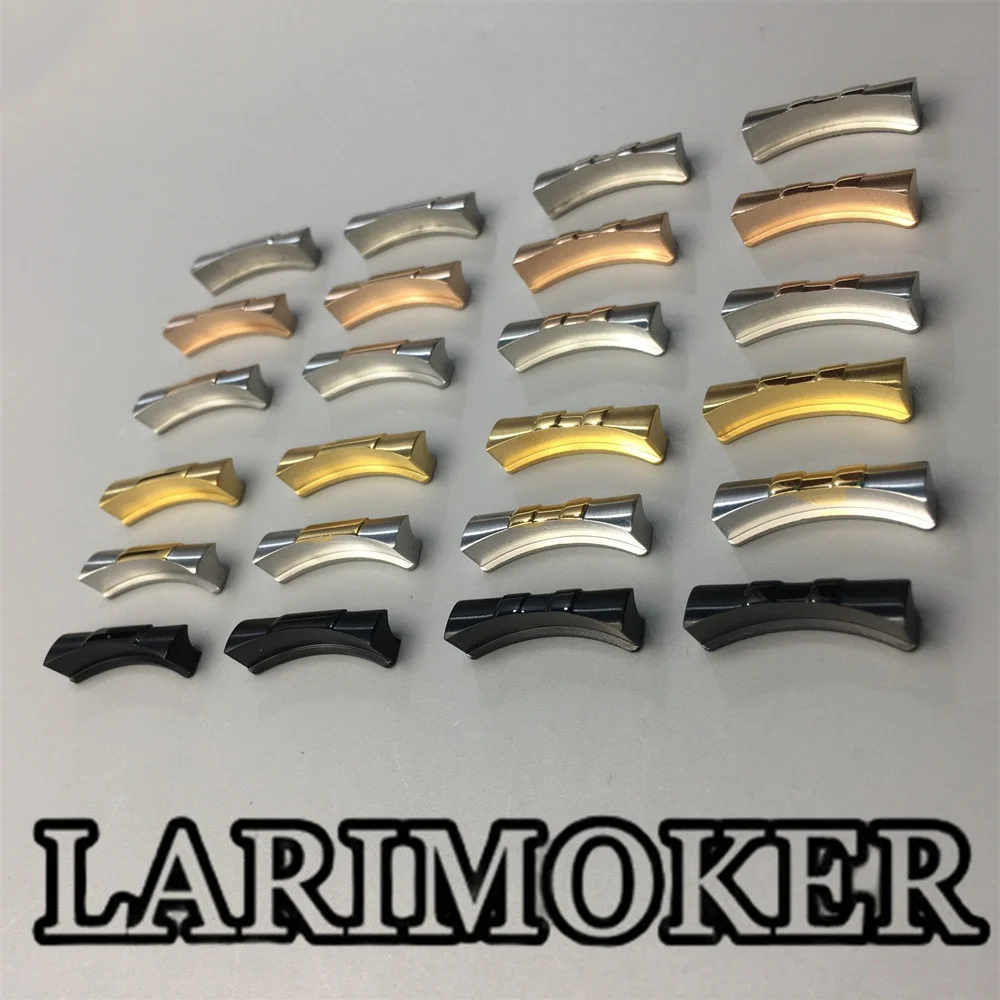 LARIMOKER 20 مللي متر وصلة نهاية منحنية من الفولاذ المقاوم للصدأ وصلة نهاية فقط لساعة الغوص حزام ساعة مطاطي من الجلد اتصال سلس