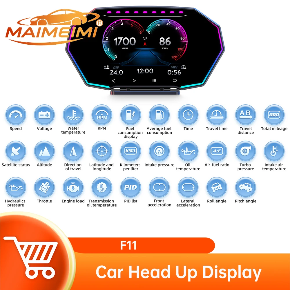 HUD OBD2+GPS Car Digital Speedometer Water Temp Fuel Consumption Head up Display OBD2 On-board Computer Car Accessory