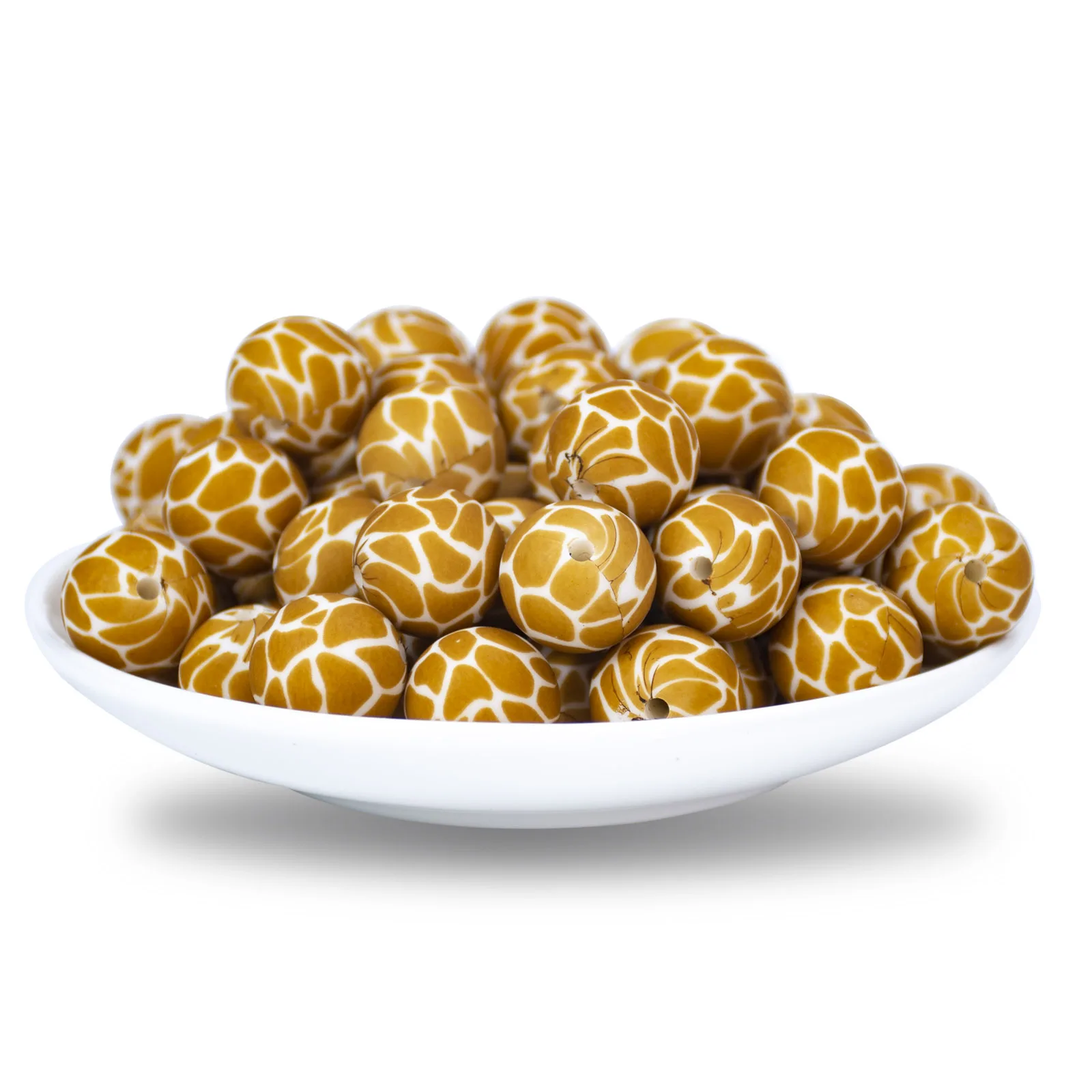 5 PCS BPA Free Silicone 12-15 MM Giraffe Color Prints Teether Beads DIY Baby Chewing Jewelry Toy Teething Necklace Accessories