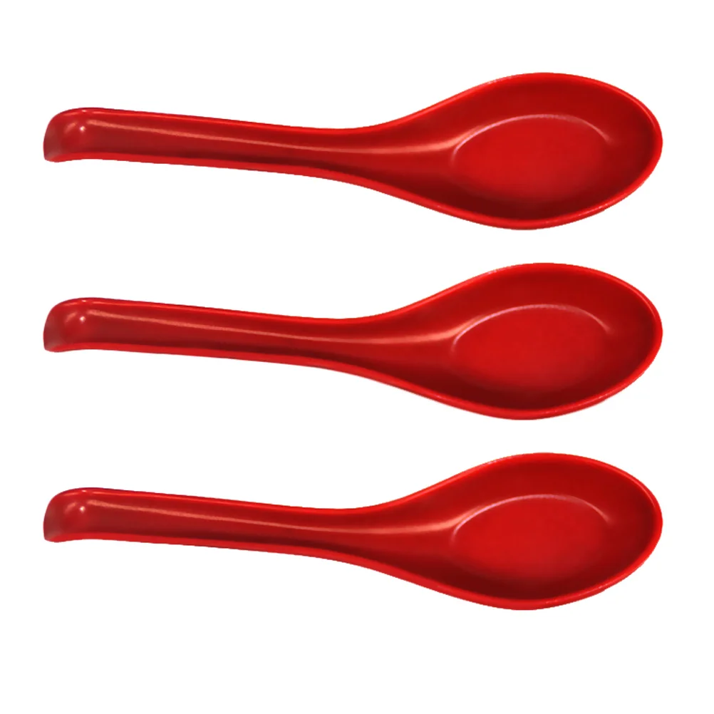 

3pcs Plastic Reusable Dinner Spoons Asian Chinese Soup Spoons Set Large Spoons with Long Handle