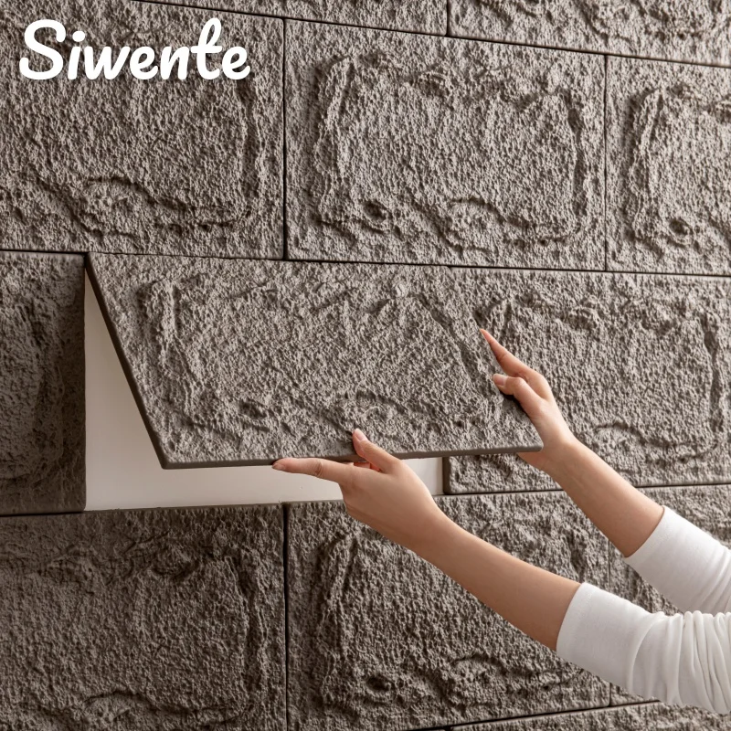 

PU Stone Wall Panel Moisture-proof Rock Brick Pattern Wall Stickers Indoor Outdoor Renovation Decoration Non-adhesive Wallboard