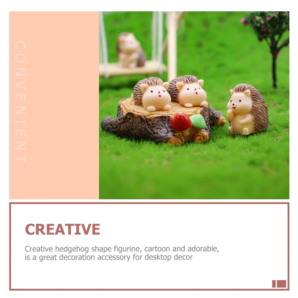 12 Pcs Mini Simulation Hedgehog Small Decors Resin Animal Decoration Cute Miniature Figurines for Crafts Garden Ornament