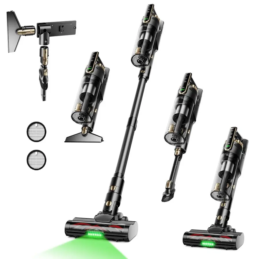 مكنسة كهربائية لاسلكية، مكنسة كهربائية خفيفة الوزن قائمة بذاتها مع وقت تشغيل 50 دقيقة، شفط قوي، مكنسة لاسلكية مضادة للتشابك