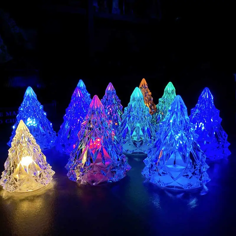 Mini Led Night Lights For Christmas Decoration Crystal Ornament Atmosphere Lights Christmas Navidad New Year Decor Table Lamps