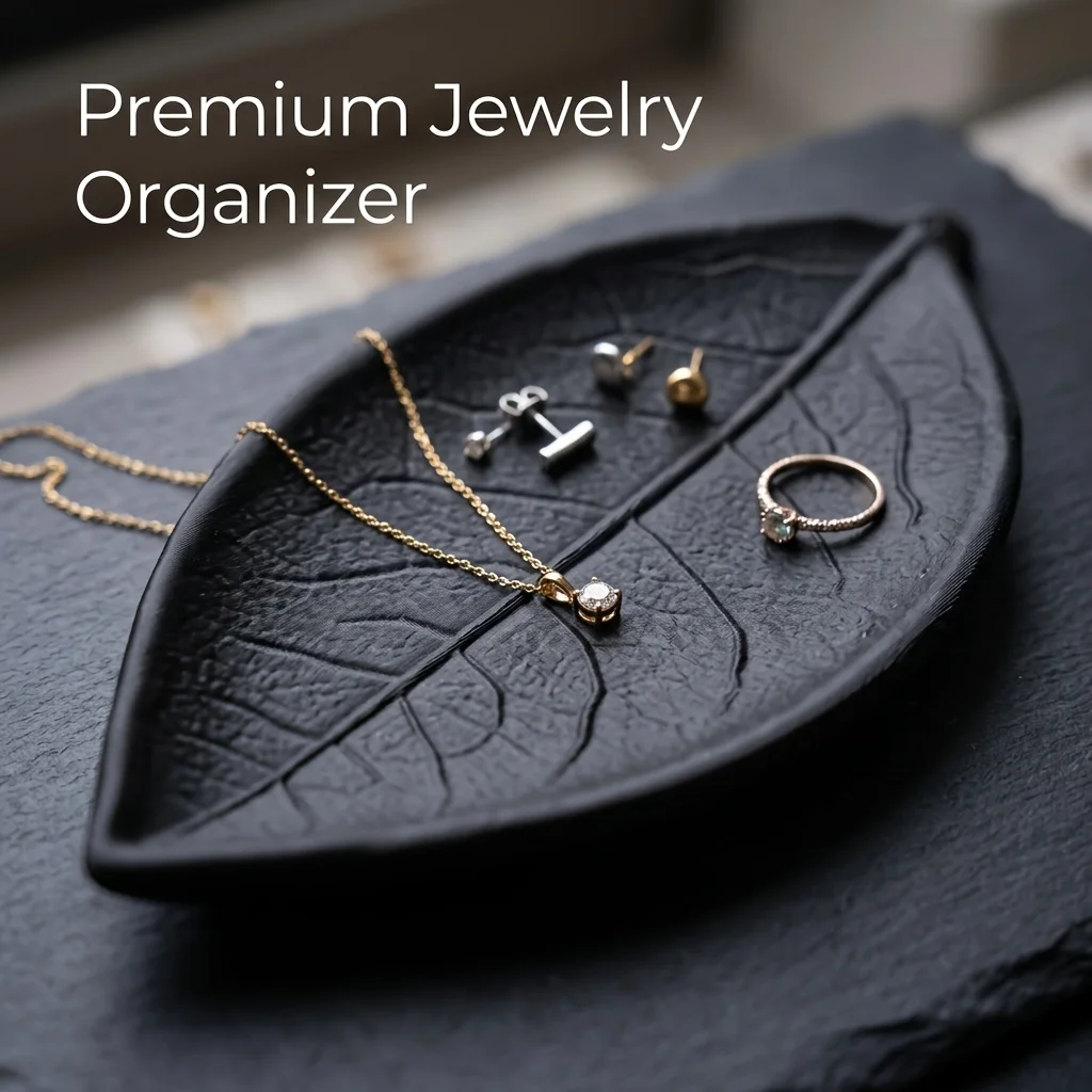 Minimalist 3D Leaf Jewelry Dish, Decorative Vanity Tray for Ring, Necklace & Bracelet Storage, Elegant Desktop Organizer Display