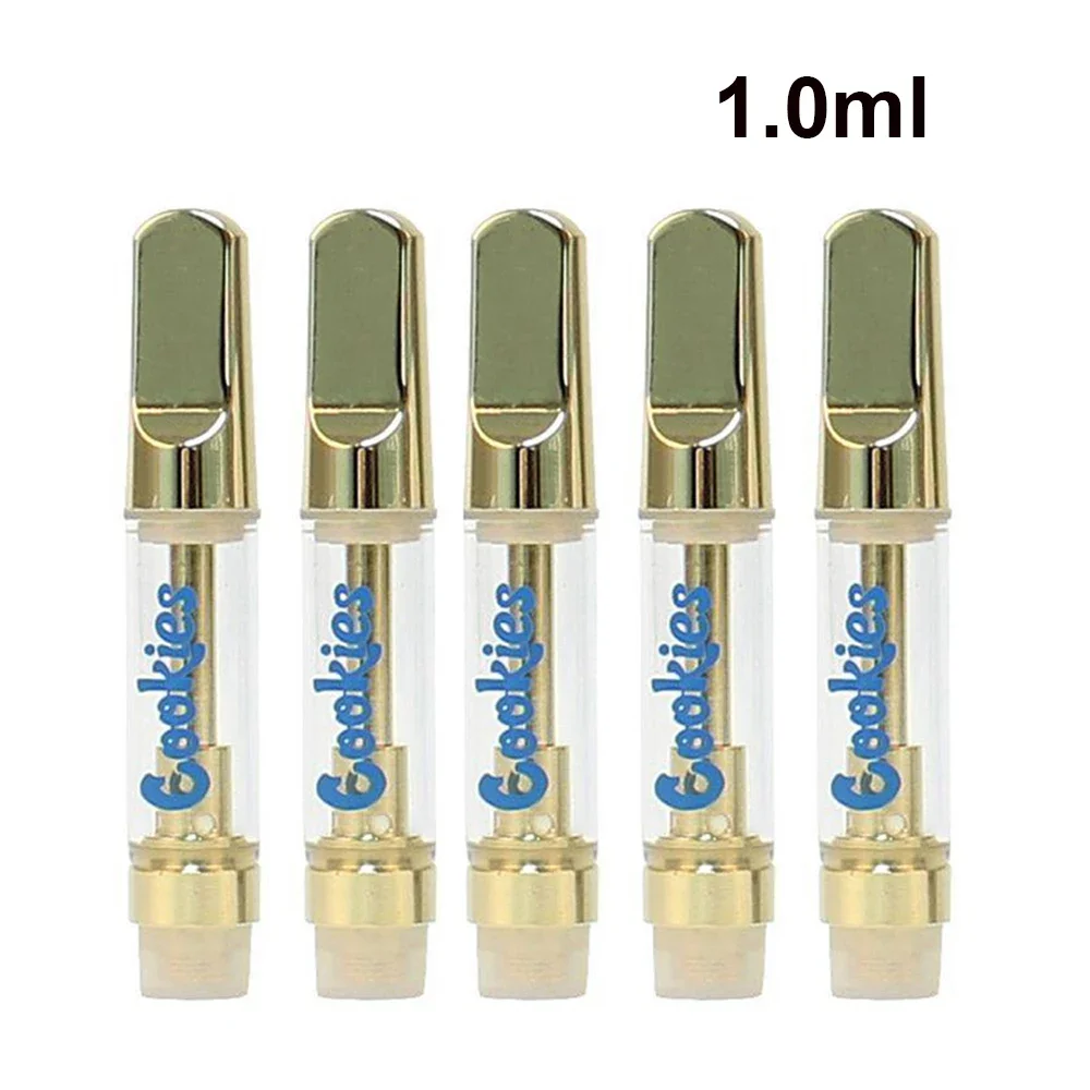 10PCS Cookies Cartridge 1.0ML Ceramic Coil Empty Cartridge Extracts Oil Tank for 510 Thread Preheating Atomizer