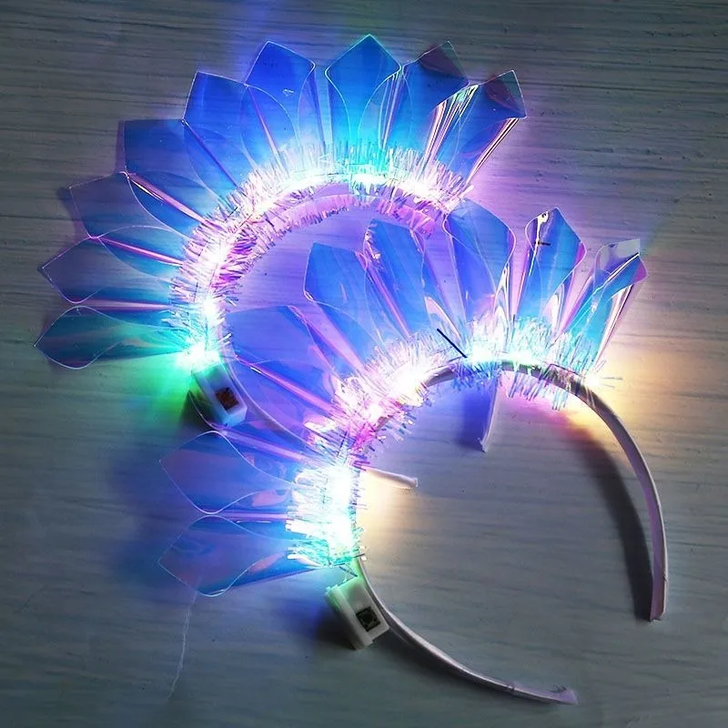 قوس قزح الليزر LED عقال تضيء الشعر التبعي متوهجة المجسم ديكور حفلة الهذيان مهرجان الحفل مرحلة الأداء جديد