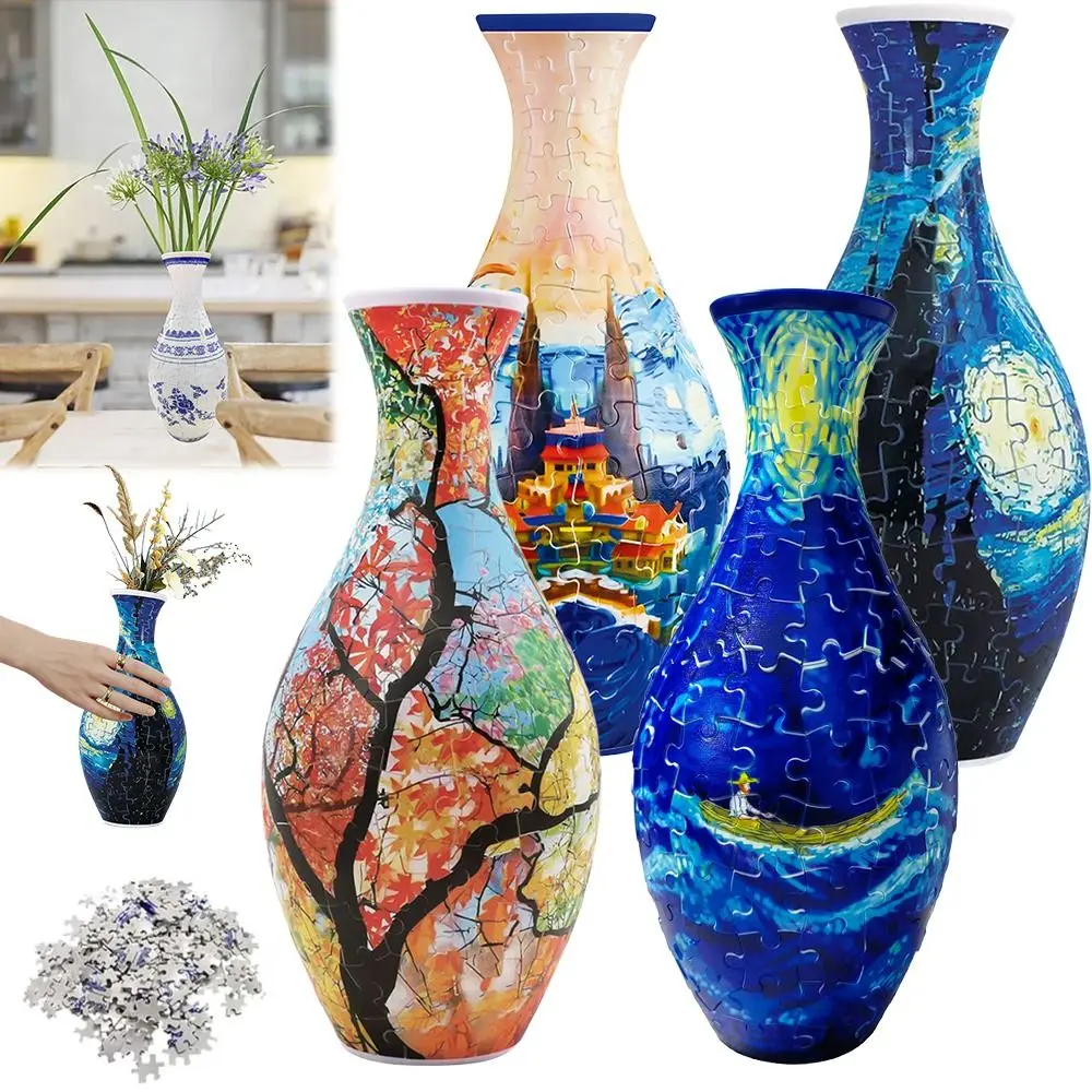 160 لغز بلاستيكي منحني ثلاثية الأبعاد لغز زهرة زهرية لتقوم بها بنفسك الفنون هووسورمينغ هدية لغز عدة ترتيبات الزهور الحلي المنزلية