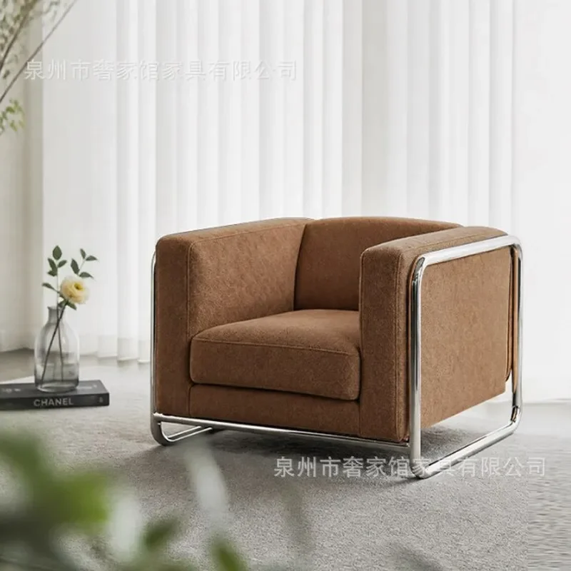 Compact Wabi Sabi Black Leather Sofa Anti Scratch Straight Single Seater for Small Living Room Vintage Style