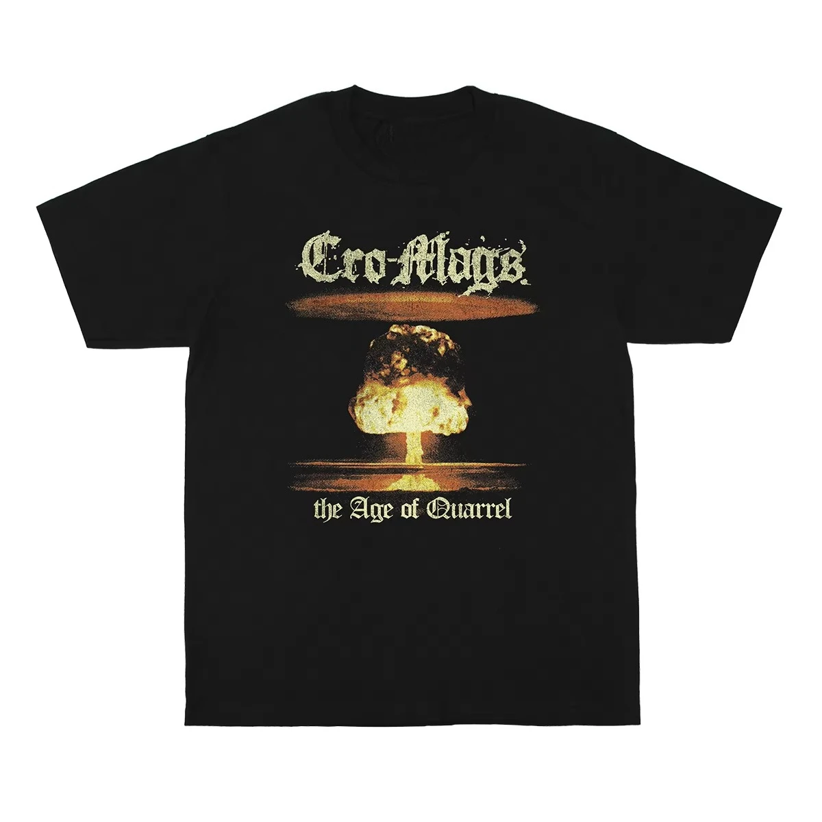 2026 Men Vintage Explosion Scene Graphic T‑Shirt Retro Punk Street Loose Black Short‑Sleeve Tee Top