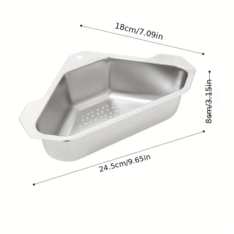 1pc 304 Stainless Steel Sink Drain Basket Triangular Sink Kitchen Sink Washbasin Leftover Filter Rack