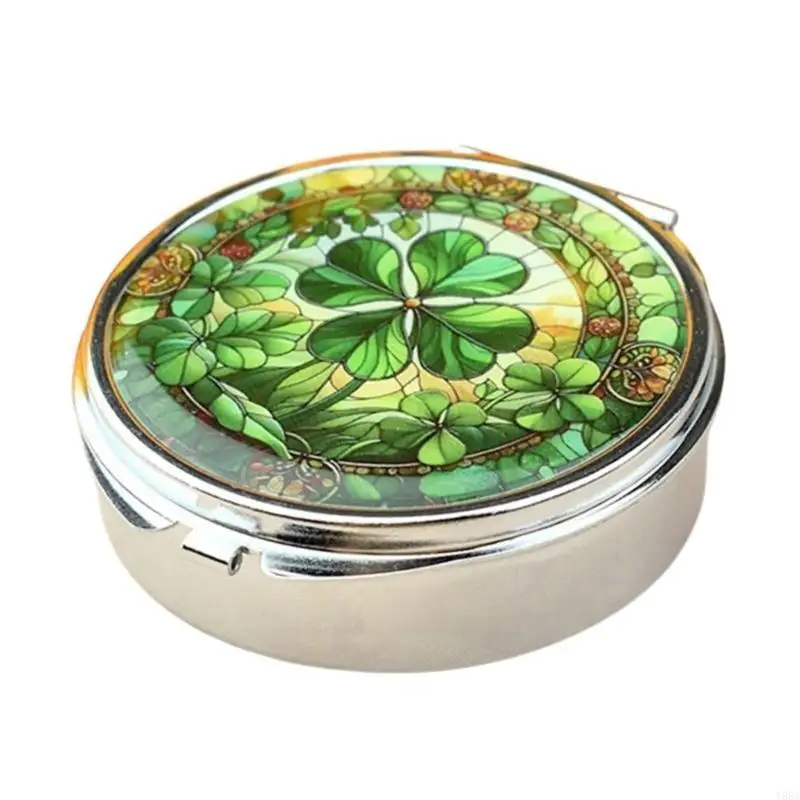 Y88A Compact Alloy Jewelry Case Integrated Mirror and Secure Pills Storage Box
