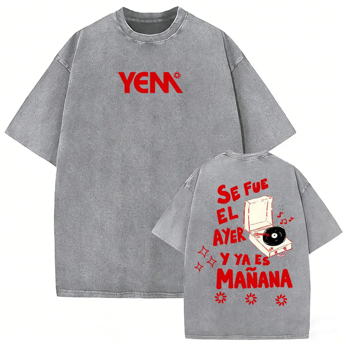 Vintage Washed Morat Yem Se Fue El Ayer Y Ya Es Manana T-shirts Men Women Harajuku Hip Hop Punk T Shirt Summer Tops Loose Tshirt