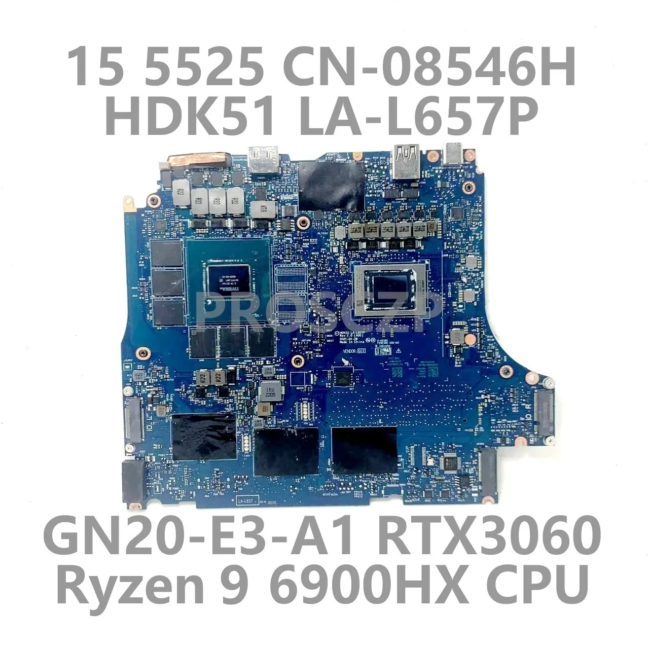 CN-08546H 08546H 8546H LA-L657P Para DELL G15 5525 Laptop Placa-mãe Com Ryzen 9 6900HX CPU GN20-E3-A1 RTX3060 100% Testado Bom