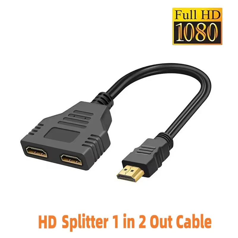 HDMI-compatible 1 Male To 2 Female Splitter Cable 1080P Dual Port Y Adapter For TV Laptops Monitor PC DVD Projector Display Cord