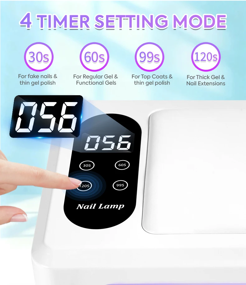 Professionelle 96 LED Nagellampe Schnell UV Gel Nagellack Trockner mit 4 Timer Sensor Lampe für Maniküre Salon Werkzeuge – Detail 4