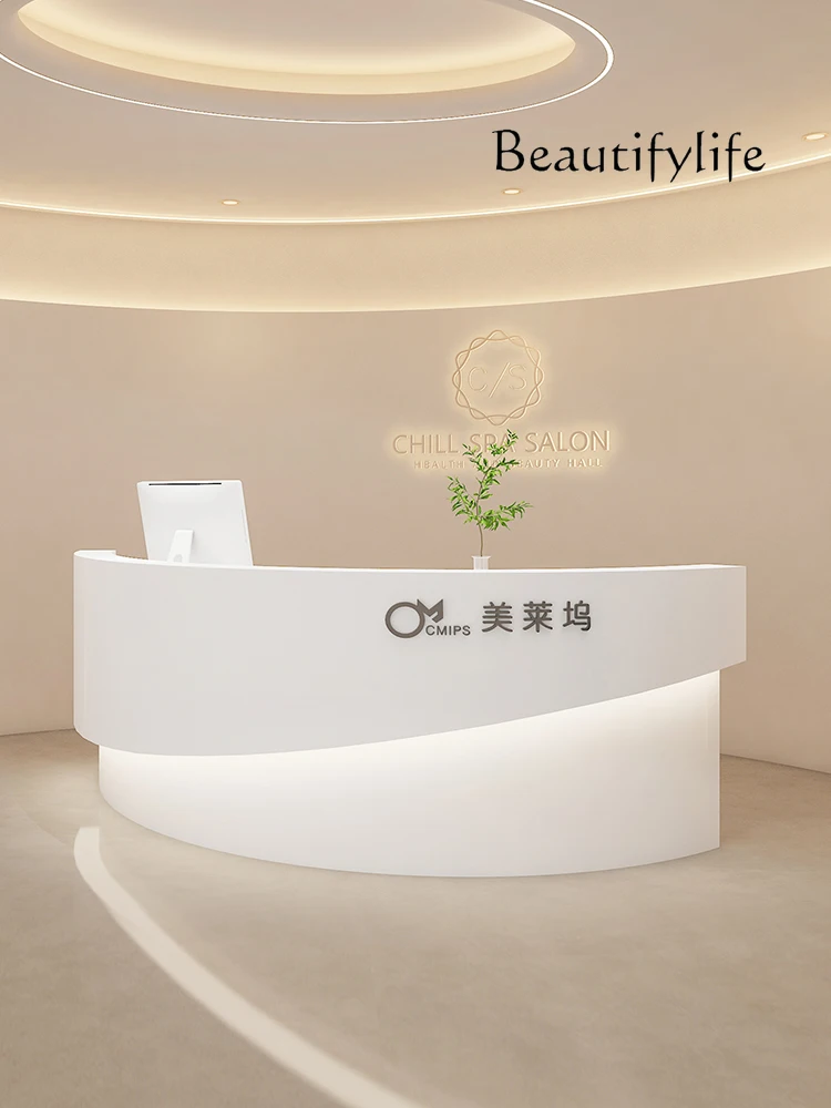 Circular Arc Company Reception Desk Beauty Salon Cashier Simple Clothing Store Counter Table