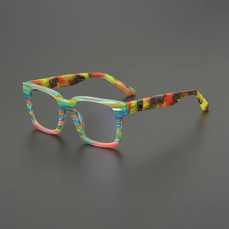 

Персонализированная модная оправа для очков нишевого лоскутного цвета, художественная квадратная оправа в стиле ретро, модные оптические очки для близорукости