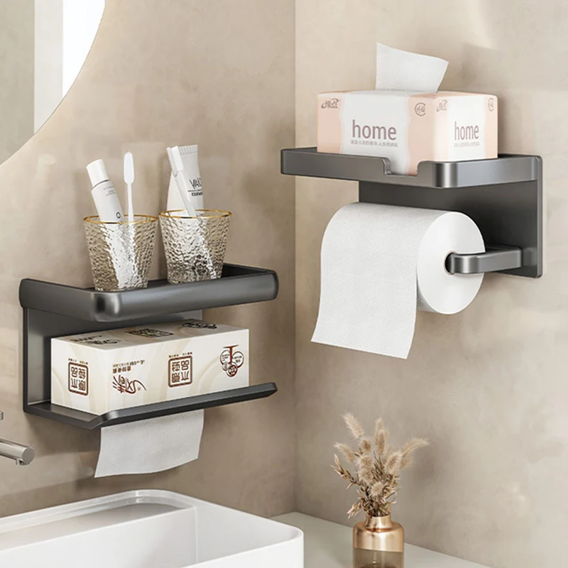 

YUNJIEYA Toilet Paper Box Storage Bathroom Tissue Box Rack Toilet Paper Roll Shelf Holder Wall-Mounted Holder Bathaccessories