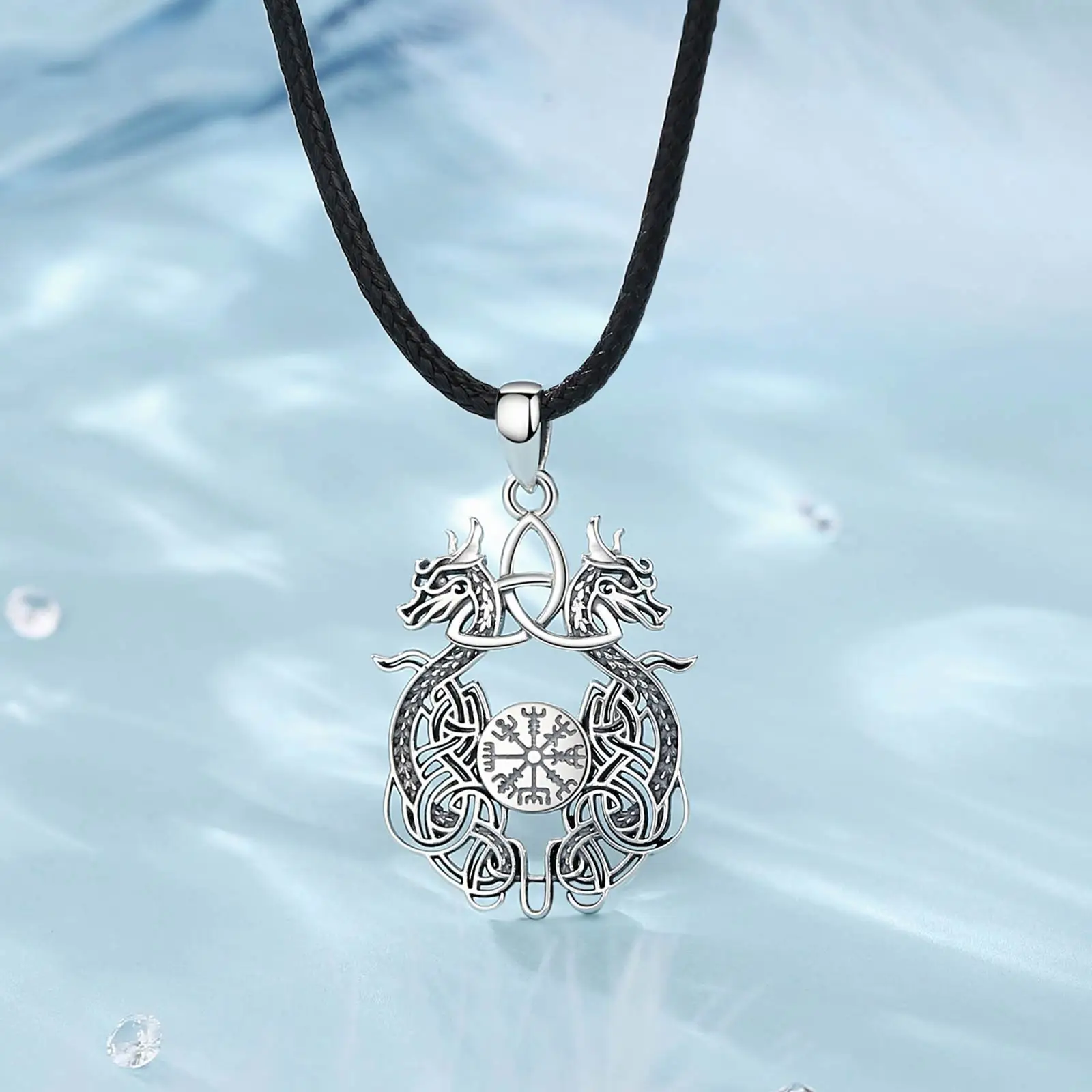 يودورا 925 فضة فايكنغ التنين قلادة للرجل المرأة سلتيك عقدة البوصلة تميمة قلادة شخصية مجوهرات غرامة هدية