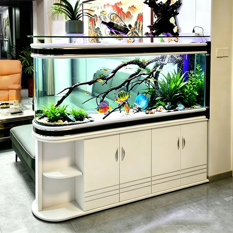 Glass fish tank living room 2026 new bottom filter medium and large household small ecological water-free partition