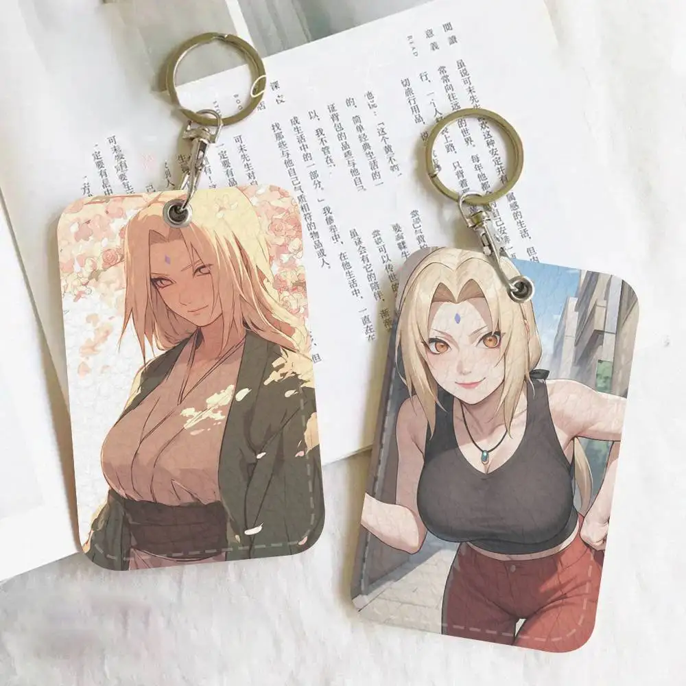 Anime Characters T-Tsunade Access Card Case Holder Keychain Key Ring Door Access Tags ID Card Case Keychain