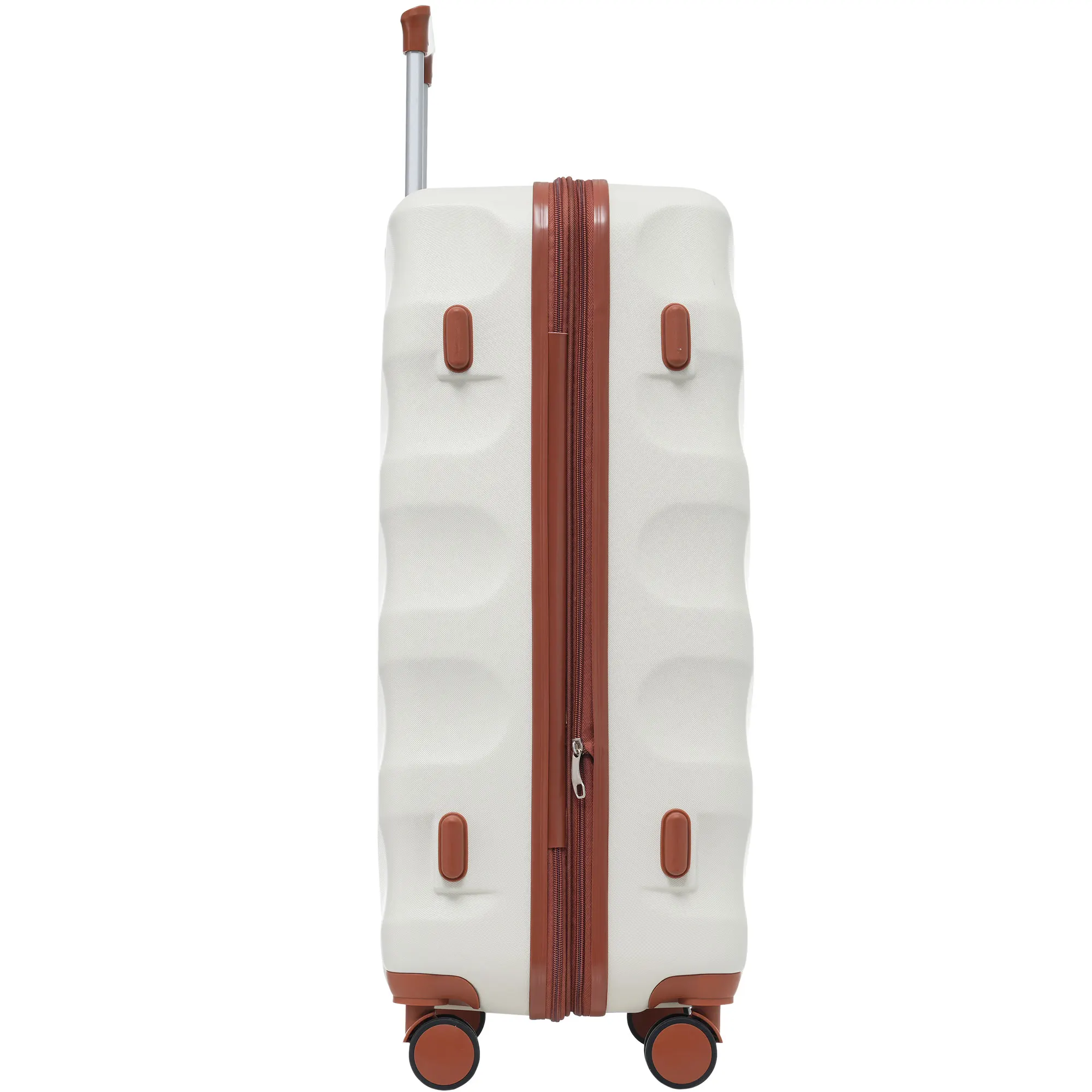 Hard-shell Suitcase suitcase hand luggage 4 Rolls ABS Material TSA Custom Lock 43*27*66 Cream Brown