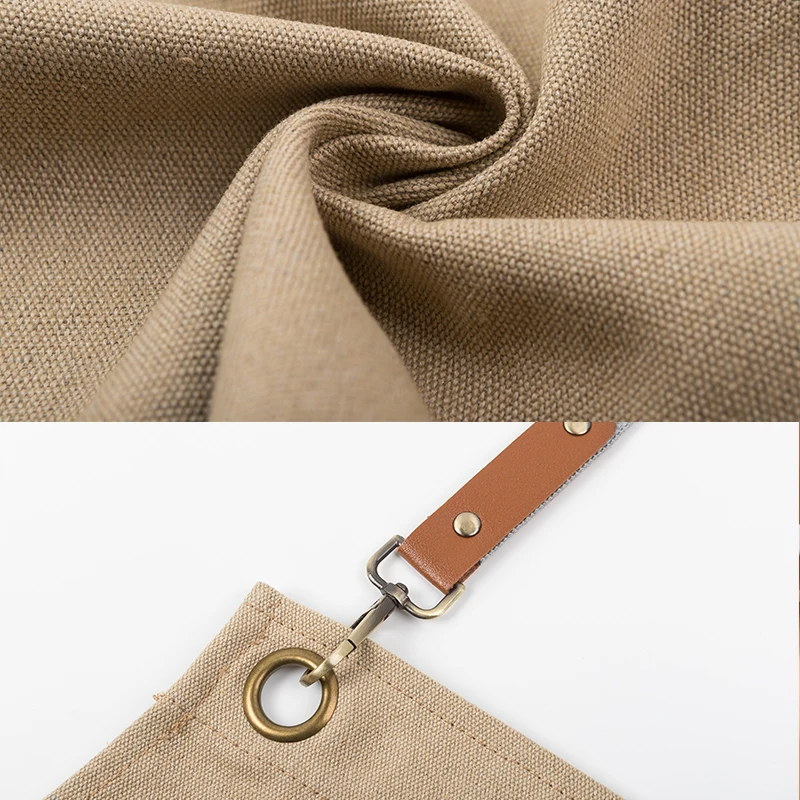 Personalized Adjustable Cross Back Apron Thick 50% Cotton Apron for Cake Shop, Coffee Shop Florist Bib Apron with Pockets view 5