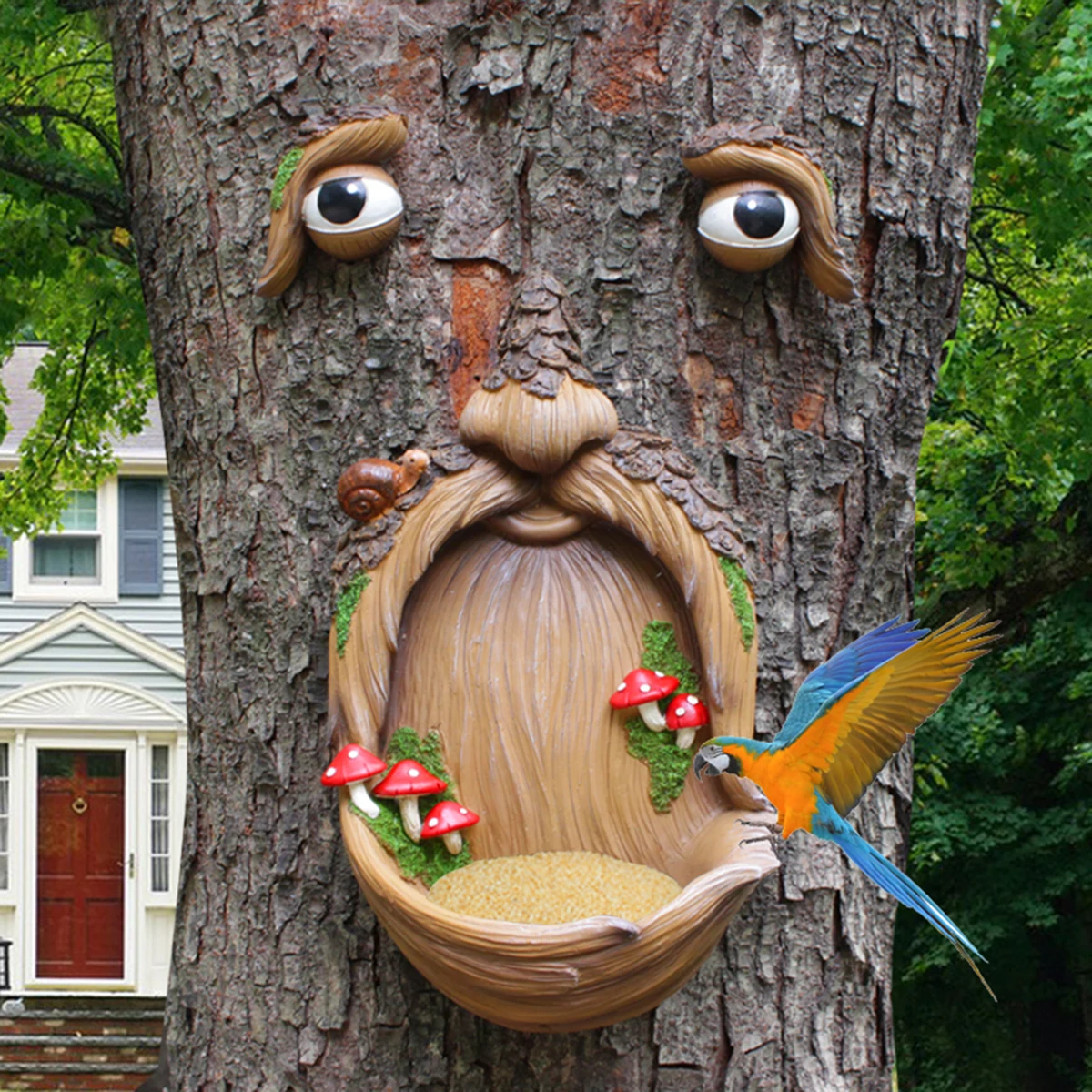 1Set Tree Faces Decor Outdoor, Old Man Tree Hugger Sculpture, Outdoor Tree Hugger Sculpture for Wild Life Bird Feeding & Garden